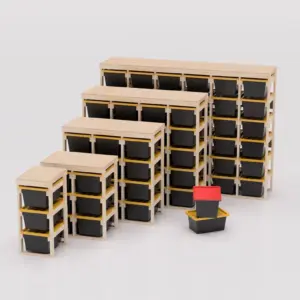 Rugged Wood Tote Storage Rack